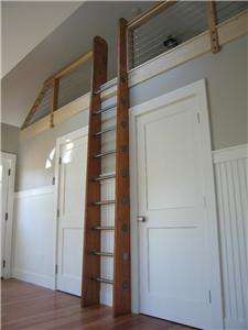 Loft Ladder Wood with Stainless Rungs Space Saving Stairs Attic or 