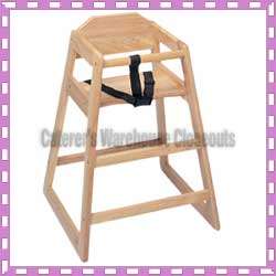 Natural Solid Wooden Restaurant Baby High Chair set/2  