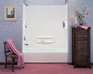Surround 3 P Tile Bath Tub Shower Wall Enclosure White  