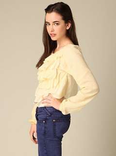 NEW FREE PEOPLE EDEN RUFFLE Gauze Peasant Top $98 XS M  