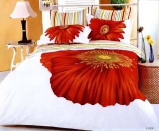 Red Poppy Twin Queen Duvet Comforter Bed Bedding Set  