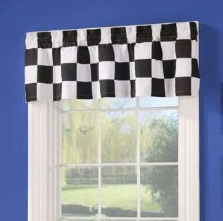 Window Valance Racing Checker Treatment Curtain NASCAR  