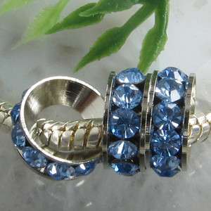 Cambridge Blue Crystal Spacer Loose Beads Fit Charm Bracelet 10pcs 