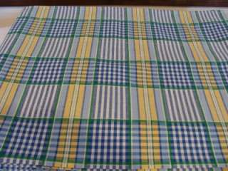   Plaid Green Blue Yellow Cafe Tier Curtains 50x26 New Exc  