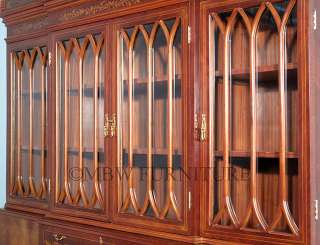   French Mahogany Marquetry Inlaid Bookcase China Cabinet e28  
