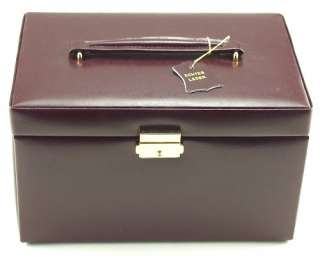   Friedrich Lederwaren Burgundy Leather 3 Tier Jewelry Box Case Travel