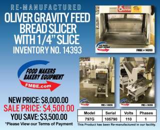 Oliver 797 Gravity Feed Bread Slicer With 1/4 Slice  
