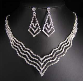 Wedding/Bridal crystal necklace earrings set S340  