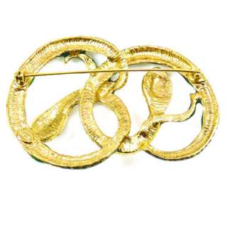 Kenneth Jay Lane Pair Twisted Snakes Brooch KJL B0014  