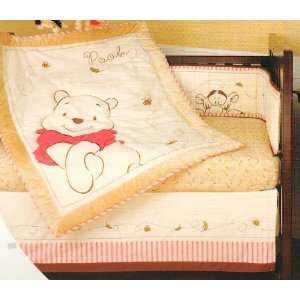   Named Pooh 4 Pc Bedding Set   Quilt, Bumper, Fitted Sheet, Dust Ruffle