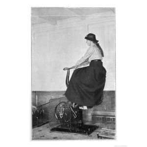 Girl on an Exercise Bike in the Gymnasium of the Titanic Giclee Poster 