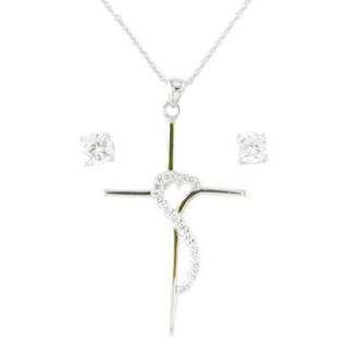   Cross Pendant Necklace and Stud Earrings Set.Opens in a new window