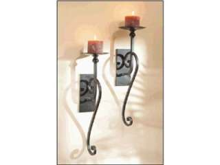   Iron Scrollwork Candle Wall Sconces Candleholders 054798440937  