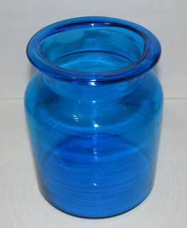   Blue Glass Apothecary Jar Canister Ground Glass Lid Japan  