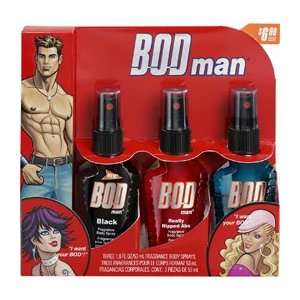 Bod Man Really Ripped Abs/Blue Musk/Black 1.8 oz Body Spray Trio Gift 
