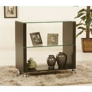  Glass Shelf 30 Inch Bookcase with Casters