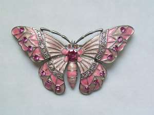 Crystals Butterfly Pins,Brooch 249C Carnation Pink Rosy  