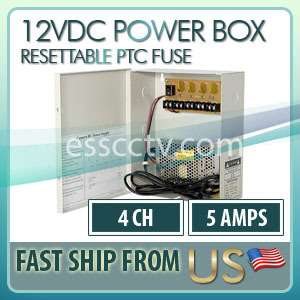 CCTV SECURITY CAMERA POWER Supply Distribution Box 12V DC 4ch 5 Amps 