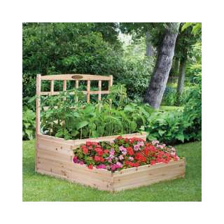 Suncast Cedar Tiered Raised Garden Bed with Trellis WGBTL48  