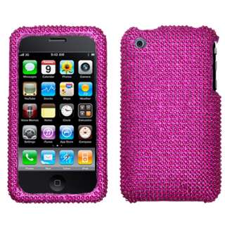 New For Apple iPhone 3G 3GS Cell Phone Hot Pink Full Bling Stone Hard 