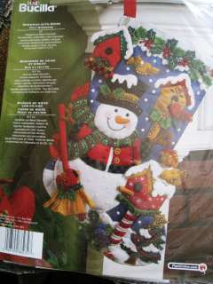 Christmas Bucilla Felt Applique Stocking Kit,SNOWMAN WITH BIRDS 