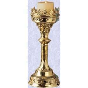  medieval candlestick gothic cathedral style brass new (The 