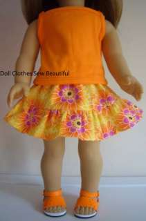 DOLL CLOTHES fits American Girl Bright Orange Skirt Set  