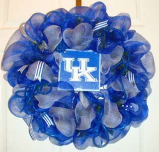 University of Kentucky Blue and White Deco Mesh Door Wreath  