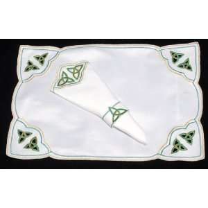   Placemats/4 Napkins) in a Green Celtic Trinity Knot Design Kitchen