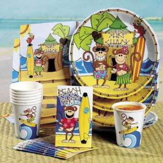   Set BEACH MONKEY TABLEWARE Invitations Napkins Plates Cups Party Decor