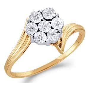 Diamond Ring Solitaire Cluster Setting Engagement 10k Yellow Gold 