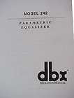 dbx 242 PARAMETRIC EQUALIZER OPERATION MANUAL 20 pages