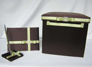  box is covered with soft chocolate brown satin fabric and decorated 