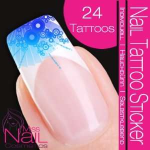  Nail Tattoo Sticker Deco Corner / Fan   blue / turquoise Beauty