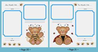 24 BABY GIFT PREMADE ADOPTION BOY BEAR SCRAPBOOK PAGES  