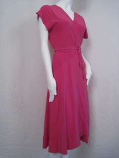 995 Donna Karan Dress Wrap Silk Crepe Fuchsia 10 M #0007E6  