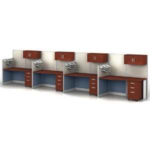   Cubicle Set, 4 Cubicles with Accessories, Hansen Cherry Office