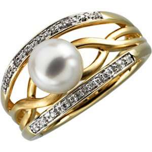   Freshwater Cultured Pearl and Diamond Ring Jewelry Days Jewelry