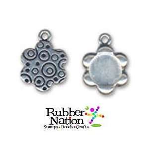  Photo Jewelry Charms Pendants SILVER FLOWERS 19mm Altered 