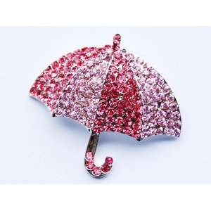  Sparkle Crystal Rhinestone Embedded Umbrella Fashion Custom Pin Brooch