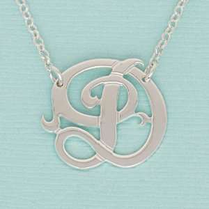  Personalized Sterling Silver 7/8 Inch One Initial Monogram Necklace 