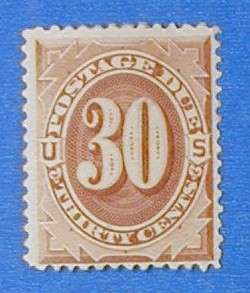 1879 UNITED STATES 30 CENT POSTAGE DUE STAMP #J6  