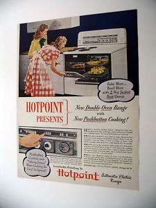 Hotpoint Double Oven Range Pushbutton Cooking print Ad  