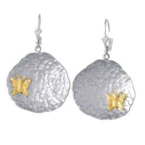  Sterling Silver 14K Rose Gold Butterfly Dangle Earrings Jewelry