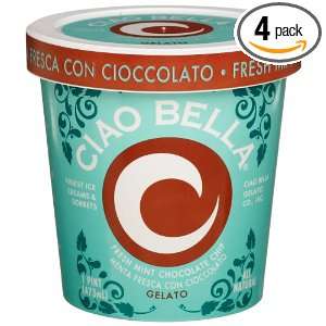 Ciao Bella Fresh Mint With Chocolate Chip Gelato, 16 Ounce Cups (Pack 