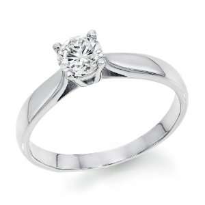 Certified, Round Cut, Solitaire Diamond Ring in 14K Gold / White (1/3 