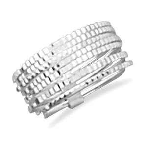  Set of 7 Thin Diamond Cut Band Sterling Silver Rings Jewelry