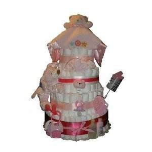  5 Tier Pink Diaper Cake Baby