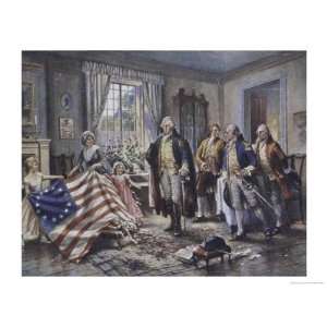 Betsy Ross Shows Washington the Stars and Stripes Giclee Poster Print 