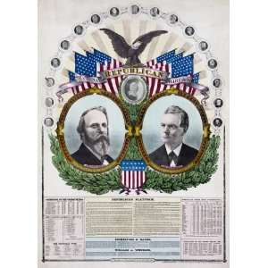 Republican chart 1876, Rutherford B. Hayes, facing right, and William 